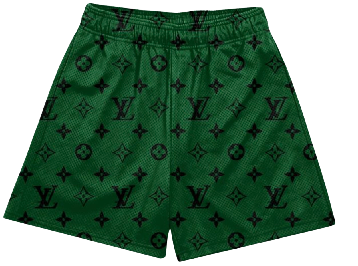 GREEN BLACK L V SHORTS